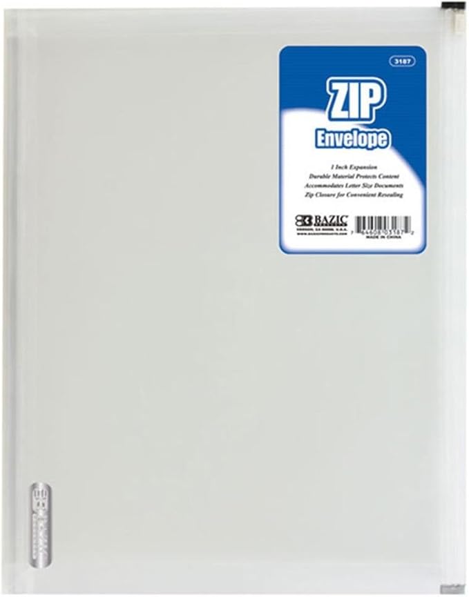BAZIC Clear Letter Size Zip Envelope