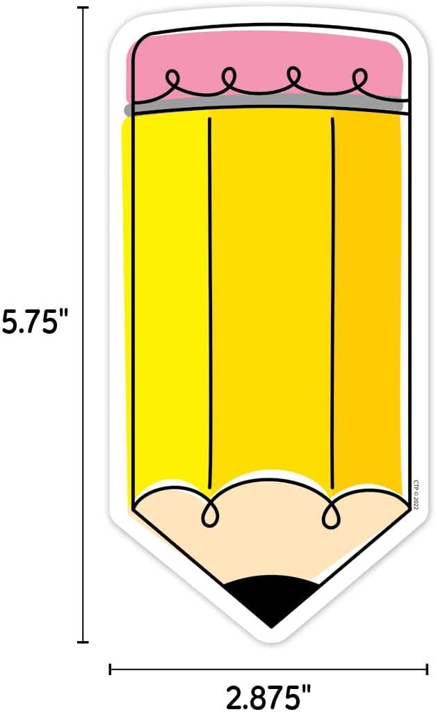 CTP Doodle Pencil 6" Cut-Outs Learning Décor Accents for Classroom (Creative Teaching Press 10681)