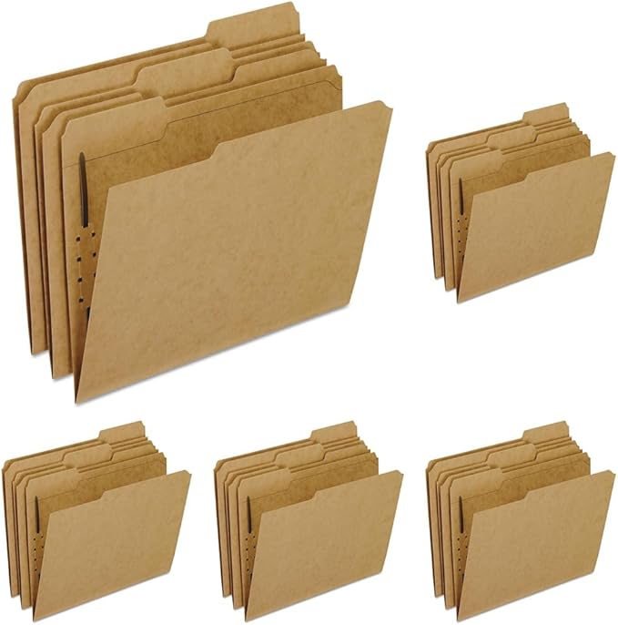 Pendaflex Kraft Fastener Folders, Letter Size, 1 Fastener, 1/3 Cut, 50/BX (FK211) | (Pack of 5)