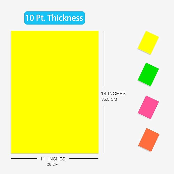 24 Sheets Neon Poster Board 11 x 14 Inches,10 Pt. Thickness Fluorescent Colored Poster Board,Double Sided Pink Green Orange Yellow,for Crafts, Signs, School Projects, Party Decorations(11 x 14 Inches)