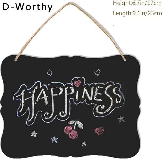 Wooden Double Sided Hanging Chalkboard Signs, Vintage Erasable Message Board Sign with Hanging String for Wedding Kitchen Home Party Decoration (Rectangle 03)