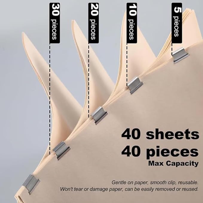 2PCS Portable Binder Clip Stapler - Damage-Free Paper Binding, No Holes, Include 116 Reusable Clips, Push Clip Binding, One-Handed, Easy Operation (2pc+100 Clips)