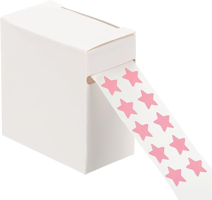 PATIKIL Star Stickers Roll 3/8", 1000 Pcs Self-Adhesive Reward Stickers for Classroom Teacher Supplies and DIY Craft, Pink