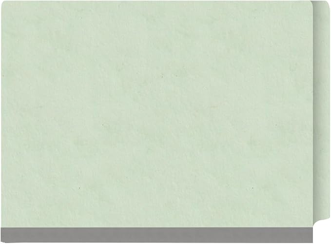 25 Pt. Pressboard Classification Folders, Full Cut End Tab, Letter Size, 1 Divider, Pale Green (Box of 10)