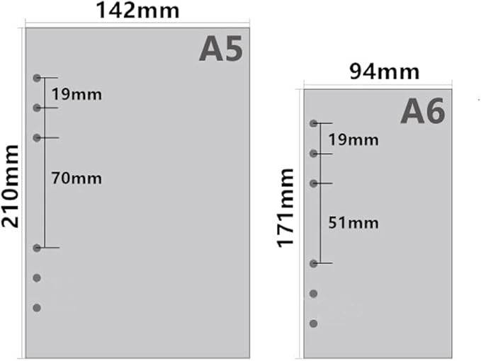 A6 Binder Refill,6 Ring Binder Inserts,for Filofax/Personal Journal, Blank and Grid, 45 sheets/90pages, 100Gsm Quality, Harphia (A6 3.74 x 6.77'',Noterecord)