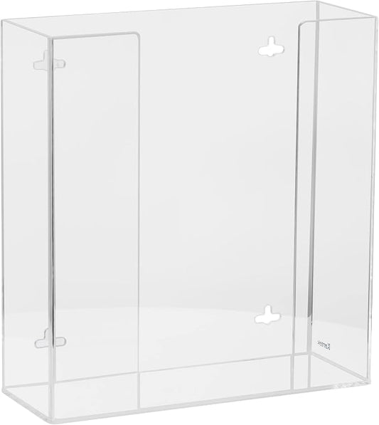 Kantek Wall Mounted Acrylic Glove Box Holder Dispenser, Double (2) Box Capacity, for Use in Food Service, Healthcare, Hospitals, Restaurants, 10.3" x 3.8" x 10.7", Clear