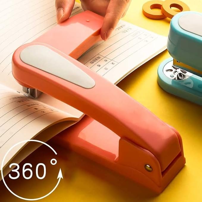 360 Rotation Heavy Duty Stapler Use 24/6 Staples Effortless Long Stapler School Paper Stapler Office Bookbinding Supplies(C)