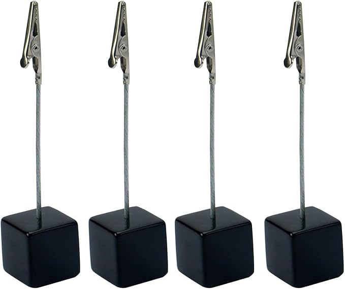 4Pcs Black Memo Clip Holders Stand with Alligator Clasp Pictures Card Paper Note Clip Office Memo Holders for Office Home Use, Desk Accessories and Workspace Organizers Office Memo Holders