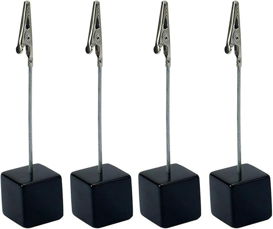 4Pcs Black Memo Clip Holders Stand with Alligator Clasp Pictures Card Paper Note Clip Office Memo Holders for Office Home Use, Desk Accessories and Workspace Organizers Office Memo Holders