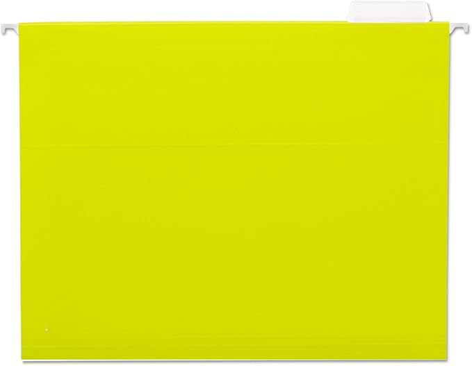 Universal Deluxe Bright Color Hanging File Folders, Letter Size, 1/5-Cut Tabs, Yellow, 25/Box
