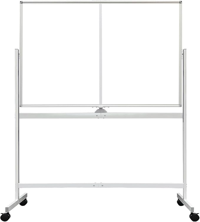 BIBOC Rolling Stand White Board 32×48 Inches, Double Sided Mobile Dry Erase Board with Aluminum Frame, 360 Rotating for Home Office Classroom