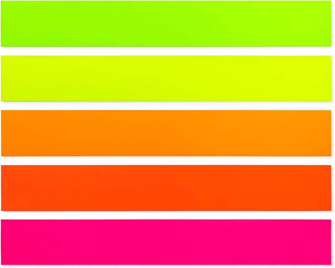 Hygloss Unruled Sentence Strips for Teachers-50, 5 Bright Neon Colors-3" x 22"-Perfect Classroom Supplies-Fluorescent Cardstock, Teacher Must Haves
