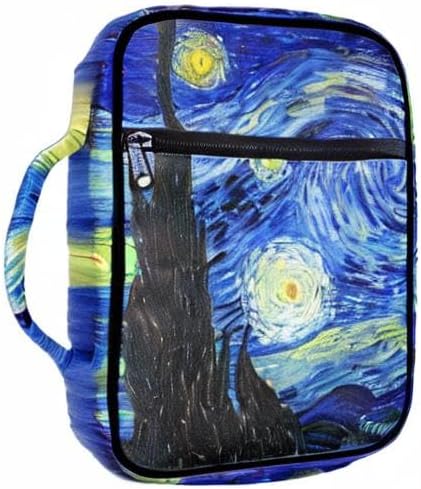 Suobstales Night Sky Bible Cover for Women Men, Starry Sky Carrying Book Case Church Bag Bible Protective with Handle and Zippered Pocket Bible Holder