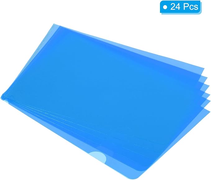 PATIKIL l Type Folders 24 Pack 8.9 x 6.3 Inches A5 Plastic Clear Document Folder File Jacket Sleeves Project Pockets, Blue