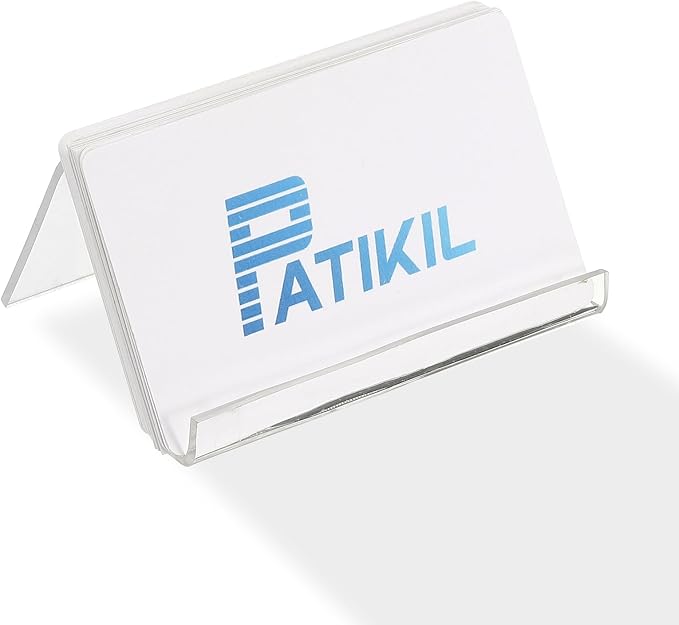 PATIKIL Business Card Holder for Desk, 2Pcs Acrylic Business Card Holders Shine Card Stand Organizer Cards Display for Office Exhibition, Clear