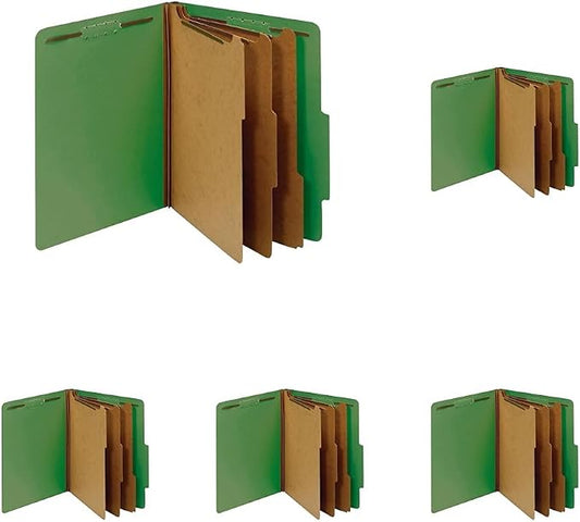 Pendaflex Classification Folders, Standard, 3 Dividers, Embedded Fasteners, 2/5 Cut Tab, Dark Green, Letter, 10/BX (24097) (Pack of 5)