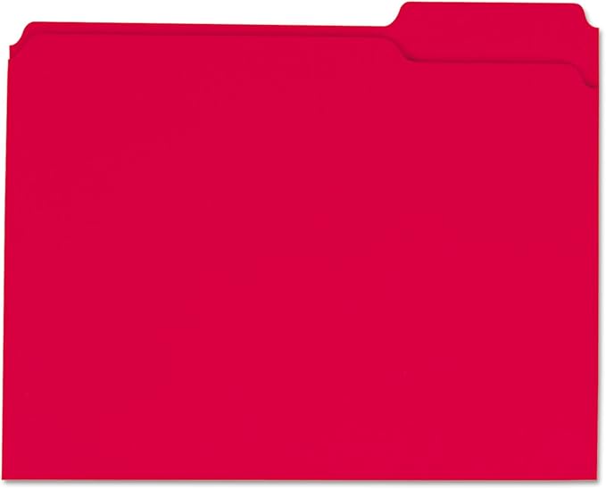 Universal 16163 Colored File Folders, 1/3 Cut Assorted, Two-Ply Top Tab, Letter, Red, 100/Box