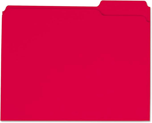 Universal 16163 Colored File Folders, 1/3 Cut Assorted, Two-Ply Top Tab, Letter, Red, 100/Box