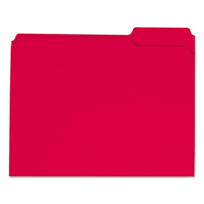 Universal Red Reinforced Top Tab File Folder, Letter Size, 1/3 Cut, Pack of 100