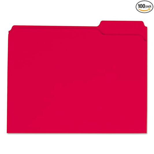 Universal Red Reinforced Top Tab File Folder, Letter Size, 1/3 Cut, Pack of 100