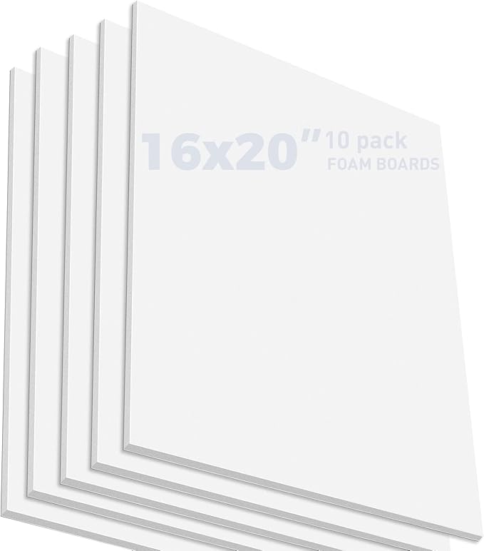Golden State Art, Pack of 10, 1/8" Thick, 16x20 White Foam Boards(16x20, White)