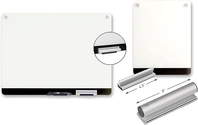 Iceberg 31110 Clarity Glass Personal Dry Erase Boards, Ultra-White Backing, 9 x 12
