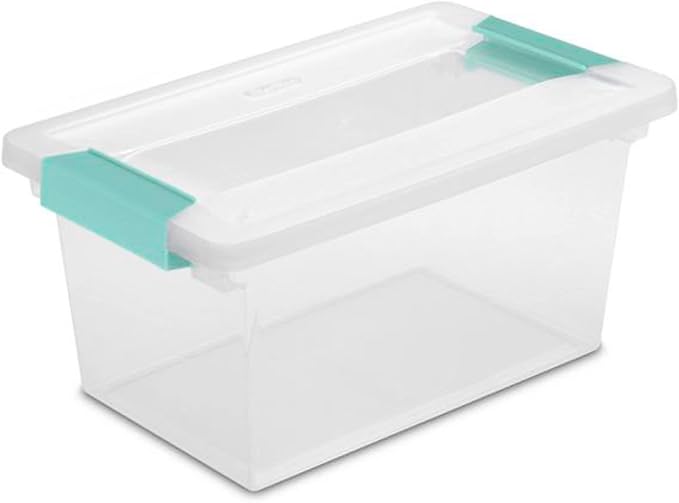 Sterilite Deep Clip Storage Box Container with Lid, Clear, 8 Pack and Medium Clip Box for Home, Craft Room, and Office Organization, 4 Pack