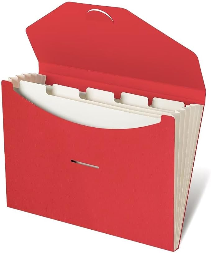 Expandable Folders Plastic Free Accordion File Folder Organizer 6 Pocket Fiery Red