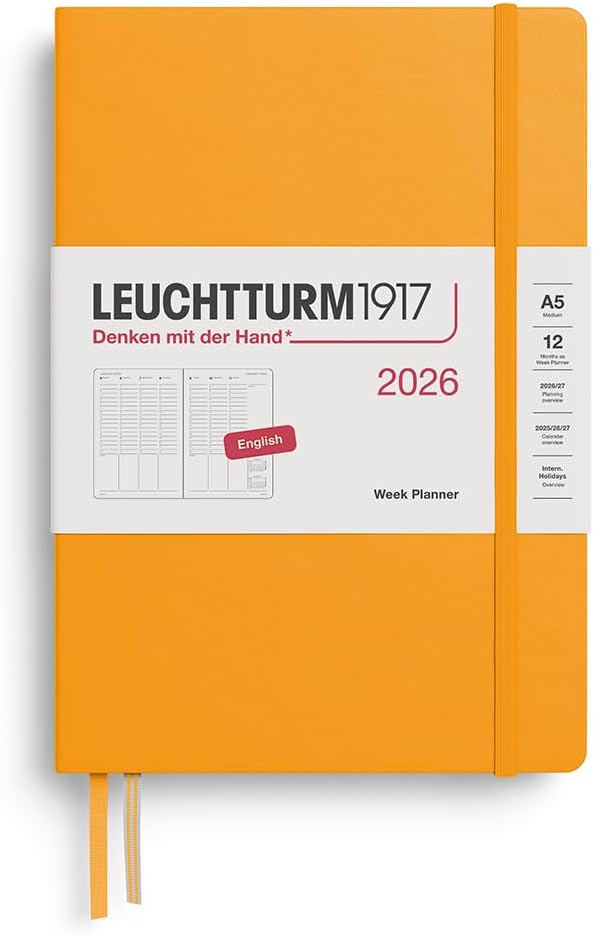LEUCHTTURM1917 - Week Planner 2026, Hardcover, Medium (A5), Rising Sun (Jan 1 - Dec 31, 2026)