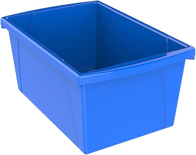 Storex 5.5 Gallon Storage Bin – Plastic Classroom Organizer for Books and Supplies, Blue, 1-Pack (61482C06C)
