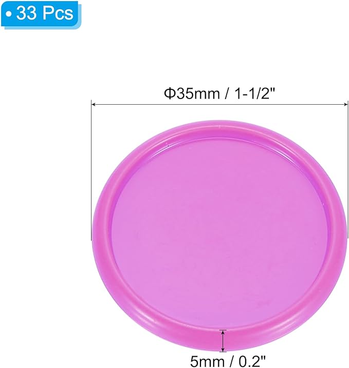 PATIKIL 35mm 1-1/2" Rose Red Plastic Round Book Binding Discs, 33 Pcs Discbound Expansion Discs Plating Round Binder Rings for DIY Notebook Planner