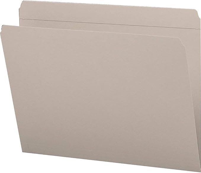 Smead File Folder, Reinforced Straight-Cut Tab, Letter Size, Gray, 100 per Box (12310)
