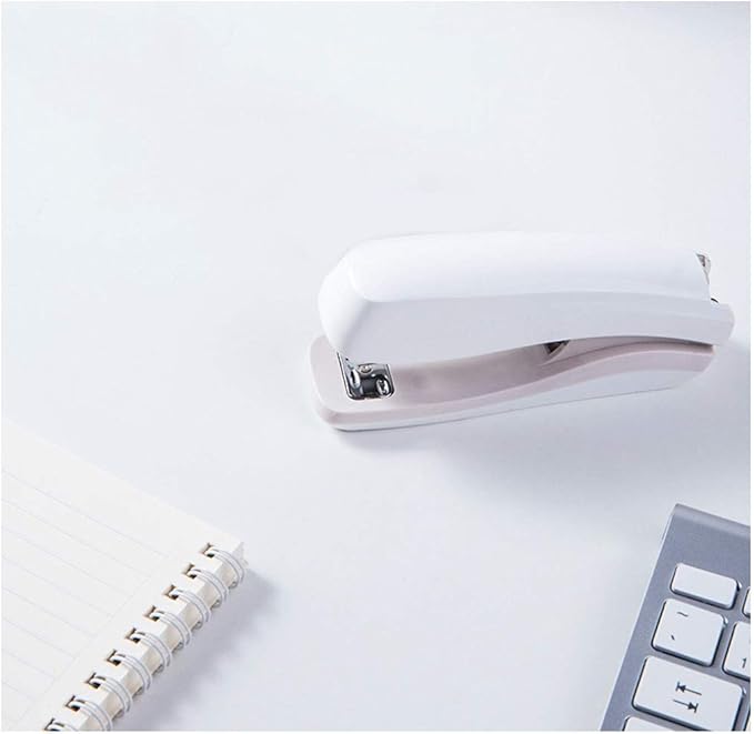 Liudan Mini Student Stapler, White Stapler Container, 20-Sided Capacity, Hand Space-Saving Stapler, Suitable for School, Office, Office Stapler