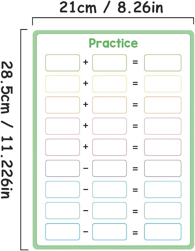 Lachilly Double Sided Dry Erase Handwriting Practice Board Addition and Subtraction Board for Beginner of Calculation, Home School Classroom Kids Math Manipulatives Teaching Aids