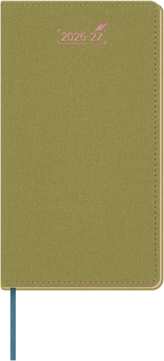 BEZEND Pocket Monthly Planner 2026 2027 Extra Thin & Light (Slim 3.5" x 6.5"), 18-Month Academic Mini Calendar (Jul 26 - Dec 27), Ideal for Students & Professionals, PU Leather Softcover - Mustard