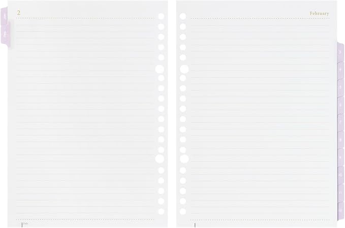Maruman LD283DB-26 Personal Organizer Refill, 2026 A5 Loose Leaf Diary, Elegant Monthly, 20 Holes, Lavender