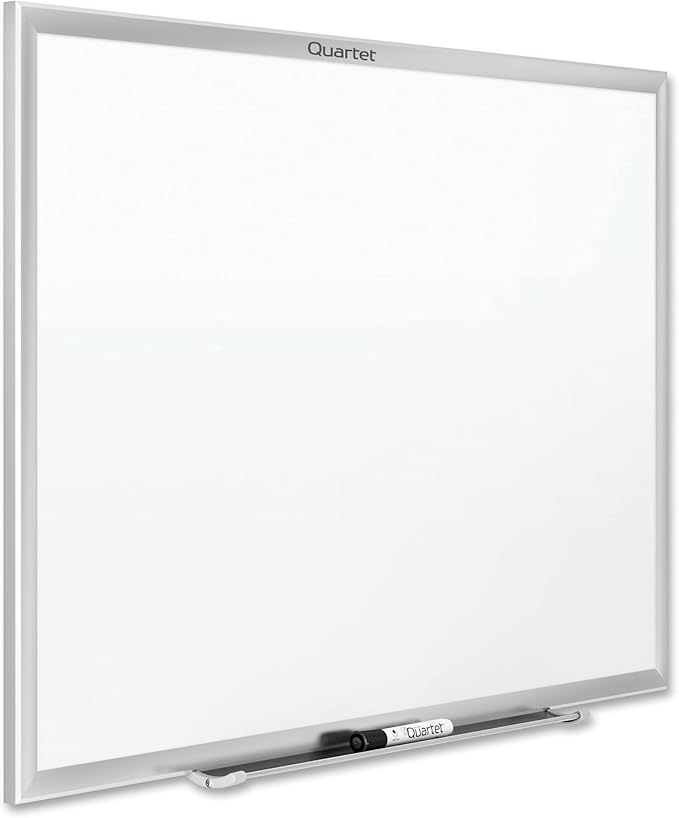 Quartet Dry Erase White Board 36"W x 24"H Non-Magnetic Whiteboard, Total Erase, Silver Aluminum Frame (S533)