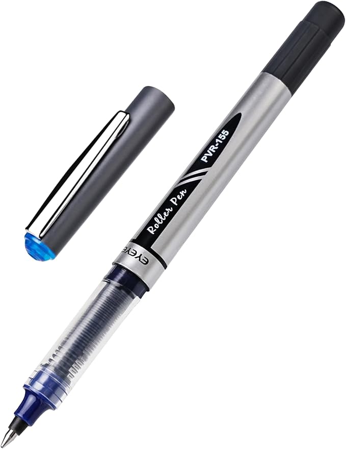 EYEYE Blue Rollerball Pen Fine Point, 8 Pack Liquid Ink Pen 0.7mm Quick Dry, Medium Point Blue Ink Pens Fine Point Smooth Writing Pens for Journaling, Note Taking, Office, School Supplies