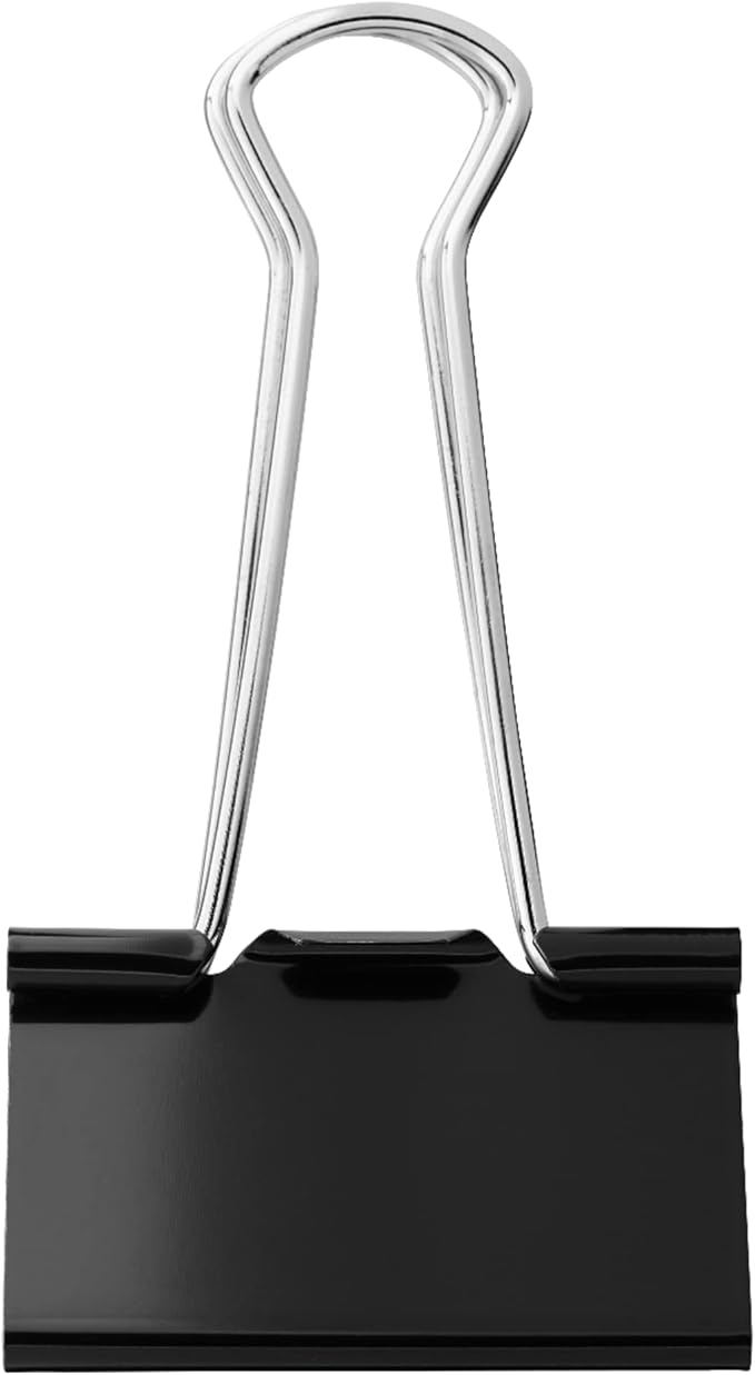 Office Depot® Brand Heavy-Duty Binder Clips, Large, 2" Wide, 1" Capacity, Black, Box of 48