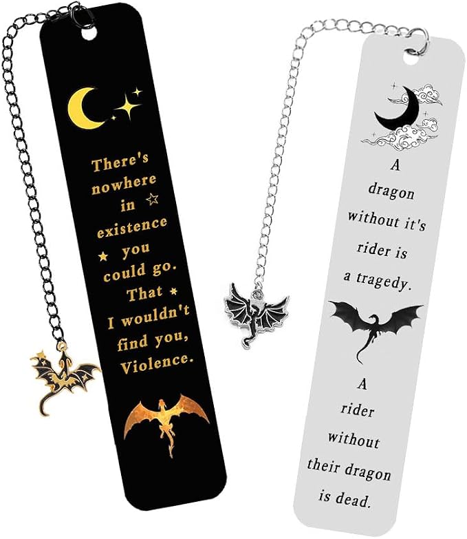 Fantasy Dragon Bookmark Set 2.0,Fourth Wing Metal Bookmarks,Cool Book Mark for Book Lovers Writers Readers Teens Men Women Adults (Sliver & Gold)