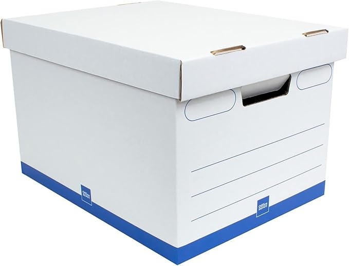 Office Depot® Brand Medium-Duty Storage Boxes, Letter/Legal Size, 15" x 12" x 10", White/Blue, Pack Of 5 - AAODMEDIUM5PK