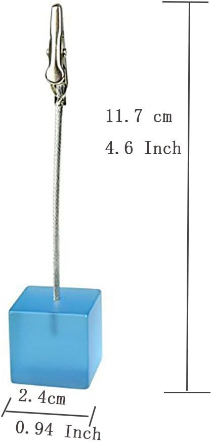 Xiaoyztan Memo Clips Holder,Lake Blue Cube Table Number Holders,Paper Note Clip for Office Home Use, Office Memo Holders, Desk Accessories and Workspace Organizers,Pack of 10