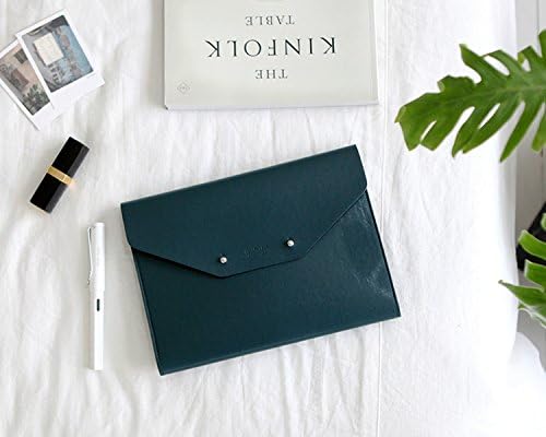 Modern Design PU Leather Padfolio, A5 Size Writing Portfolio Includes Writing Pad, Pen Holder, Card & ID Slots, Extra Pockets, Carry Case Pad Holder, 7”X9” (Dark Green)