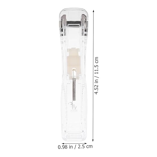LALAFINA Reusable No-Staple Document Stapler Push Clip Set with 1 Bulk White Binder and 2 Plastic Refill Clips for Office Paper Binding and File Organization