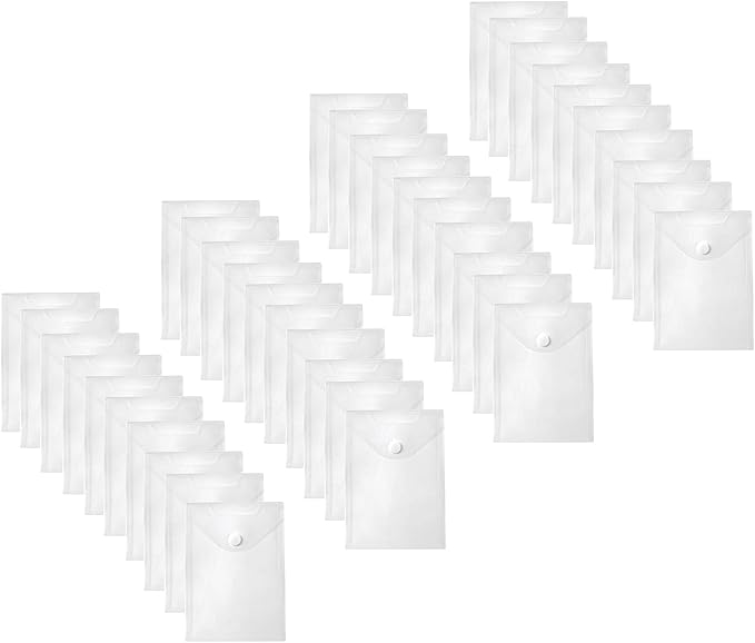 7x9 Clear Plastic Envelopes Hook Loop Closure Receipt Stickers Storage Holder 40 Pack