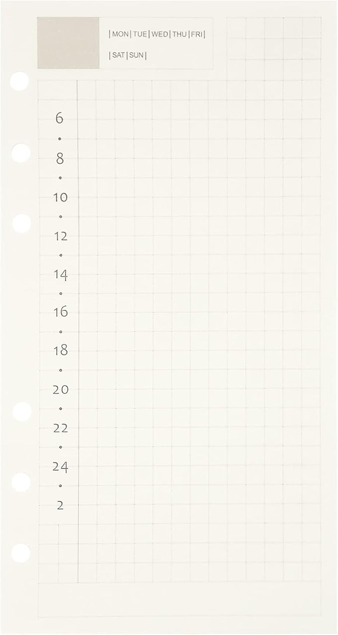 Zelten 1 Pack A6 45 Sheets/90 Pages Daily PlannerLoose Leaf Punched Paper Refills Paper for 6 Hole Binder Personal Organizer Diary Notebook Refillable Planner