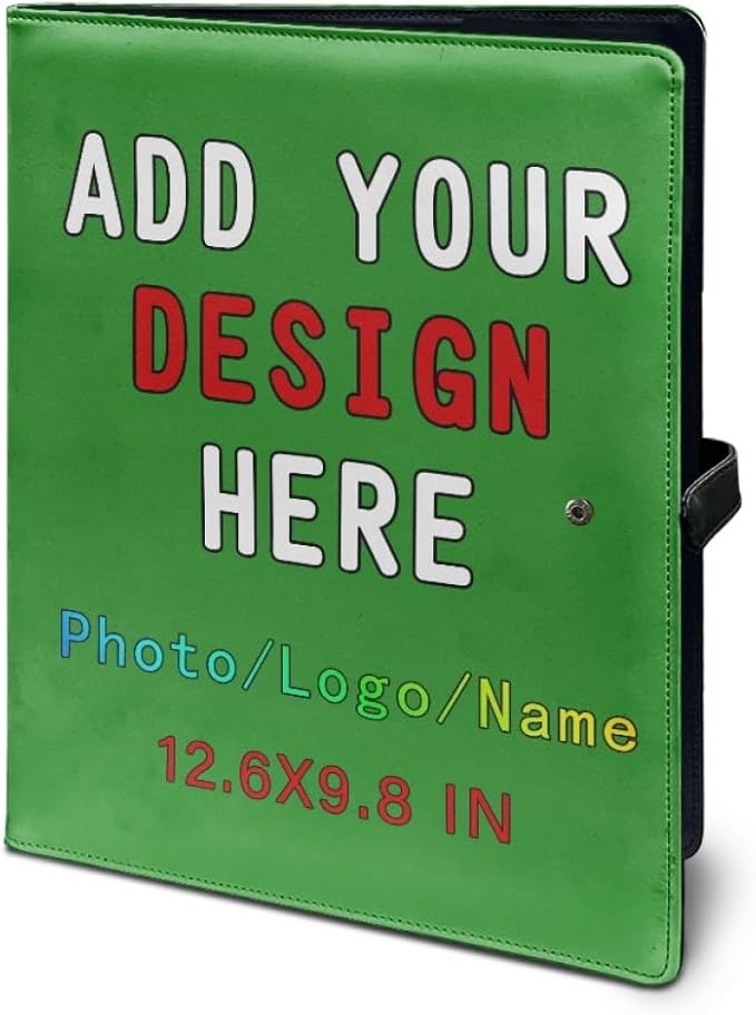 Personalized Padfolio with Logo Photo Name, Custom Business Portfolio Folder for A4 Clipboard Documents/Card Holder, ForestGreen