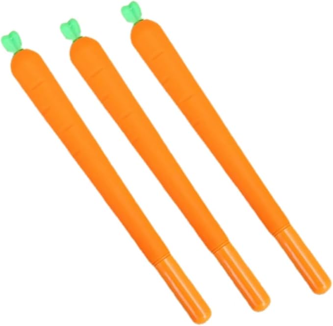 Jowxsx 3Pcs Orange School Company Writing Gel Pen, Creative Classic Cute Gel Pen to Write Smoothly Funny Carrot 0.5mm Black Gel Ink Pen Office School Supply Creative Gift Writing Correction Supplies