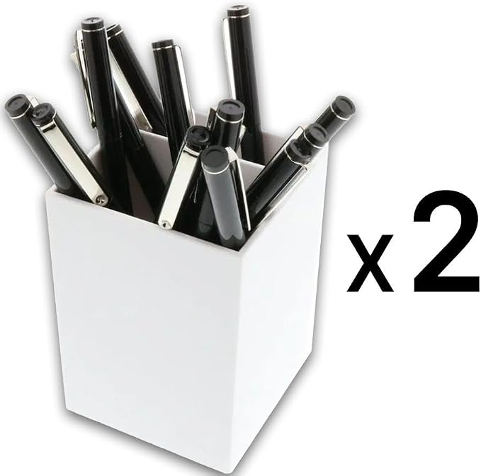 JAM PAPER Plastic Pen Holders - White Desktop Pencil Cups - 2/Pack