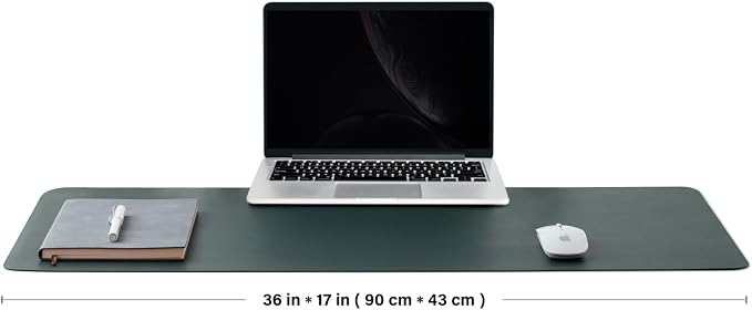 Cork Desk Mat - Dual-Sided Desk Pad for Office and Home - Desk Organization and Accessories - Ideal for Large Mouse Pad and Desk Mats on Top of Desks(Dark Green,90cmx 43cm)